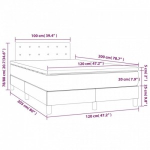 Fekete szövet rugós és LED-es ágy matraccal 120 x 200 cm