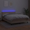 Cappuccino színű műbőr rugós ágy matraccal és LED-del 140x190cm