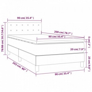 Szürke műbőr rugós ágy matraccal és LED-del 90x200 cm