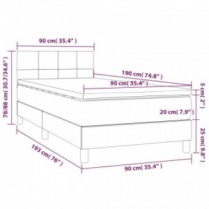 Fekete bársony rugós és LED-es ágy matraccal 90x190 cm