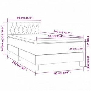 Fekete bársony rugós és LED-es ágy matraccal 90x200 cm