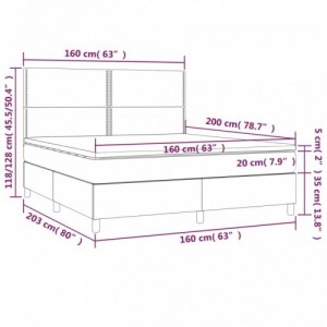 Tópszínű szövet rugós és LED-es ágy matraccal 160x200 cm