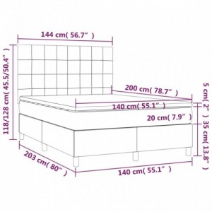 Krémszínű szövet rugós és LED-es ágy matraccal 140x200 cm