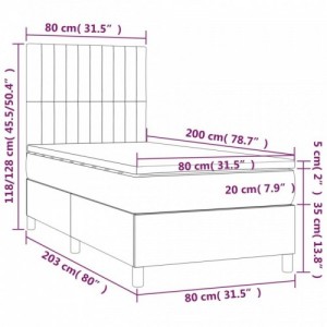 Kék szövet rugós és LED-es ágy matraccal 80 x 200 cm