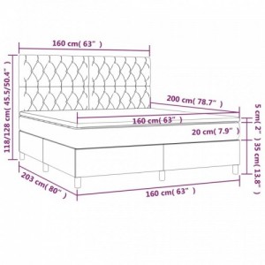 Fekete szövet rugós és LED-es ágy matraccal 160x200 cm