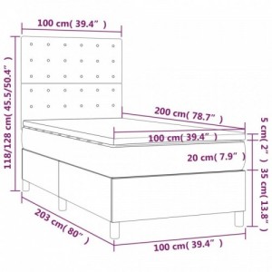 Fekete szövet rugós és LED-es ágy matraccal 100x200 cm