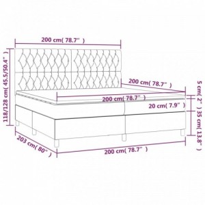 Fekete szövet rugós és LED-es ágy matraccal 200x200 cm