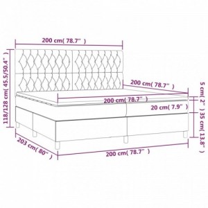 Barna szövet rugós és LED-es ágy matraccal 200x200 cm