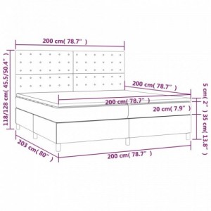 Fekete szövet rugós és LED-es ágy matraccal 200x200 cm