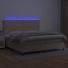 Cappuccino színű műbőr rugós ágy matraccal és LED-del 200x200cm