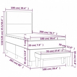 Fekete műbőr rugós ágy matraccal 100 x 200 cm