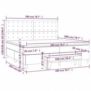 Sötétszürke bársony rugós ágy matraccal 200x200 cm