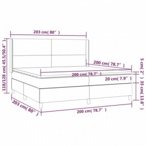 Világosszürke szövet rugós és LED-es ágy matraccal 200x200 cm