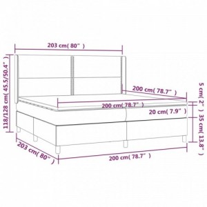 Sötétszürke szövet rugós és LED-es ágy matraccal 200x200 cm