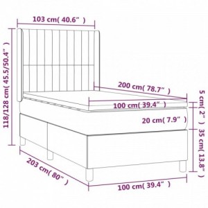 Tópszínű szövet rugós és LED-es ágy matraccal 100x200 cm