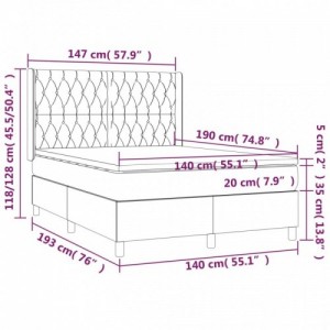 Krémszínű szövet rugós és LED-es ágy matraccal 140x190cm