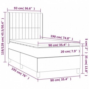 Barna szövet rugós és LED-es ágy matraccal 90x190 cm