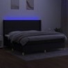 Fekete szövet rugós és LED-es ágy matraccal 200x200 cm