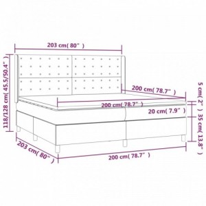 Fehér műbőr rugós ágy matraccal és LED-del 200x200 cm