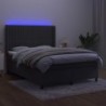 Sötétszürke bársony rugós és LED-es ágy matraccal 140x190 cm