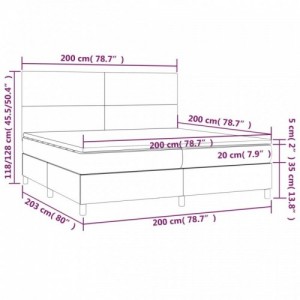 Sötétszürke szövet rugós ágy matraccal 200 x 200 cm