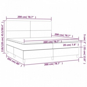 Sötétkék bársony rugós ágy matraccal 200x200 cm