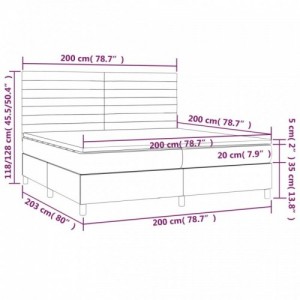 Sötétszürke bársony rugós ágy matraccal 200x200 cm