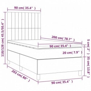 Sötétkék bársony rugós ágy matraccal 90 x 200 cm