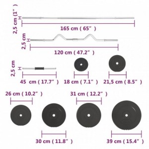 Egykezes és kétkezes súlyzók súlytárcsákkal 120 kg