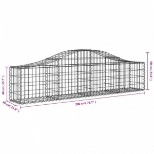 14 db íves horganyzott vas gabion kosár 200x30x40|60 cm