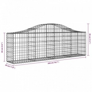 9 db íves horganyzott vas gabion kosár 200x30x60|80 cm