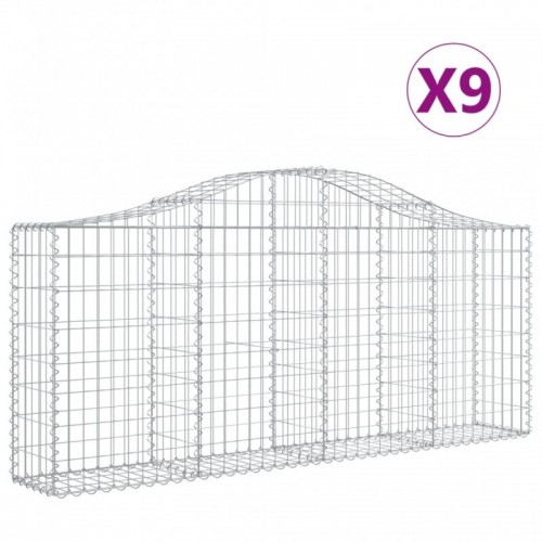 9 db íves horganyzott vas gabion kosár 200x30x80|100 cm