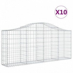 10 db íves horganyzott vas gabion kosár 200x30x80|100 cm