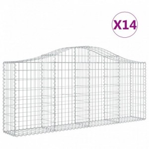 14 db íves horganyzott vas gabion kosár 200x30x80|100 cm