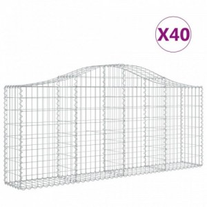 40 db íves horganyzott vas gabion kosár 200x30x80|100 cm