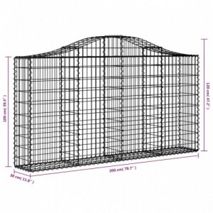 2 db íves horganyzott vas gabion kosár 200x30x100|120 cm