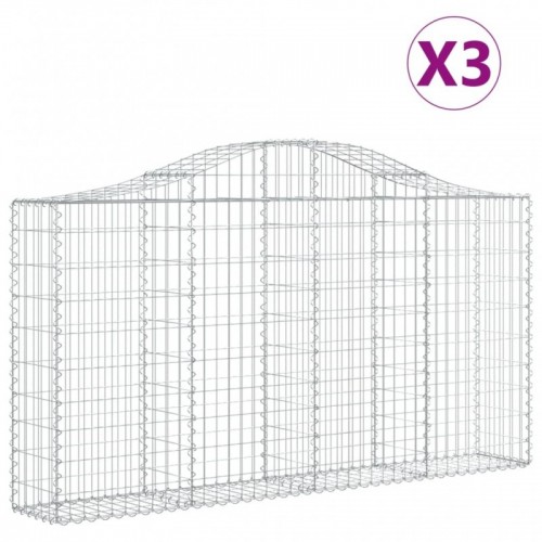 3 db íves horganyzott vas gabion kosár 200x30x100|120 cm