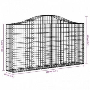 3 db íves horganyzott vas gabion kosár 200x30x100|120 cm