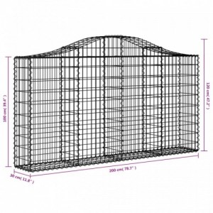 4 db íves horganyzott vas gabion kosár 200x30x100|120 cm