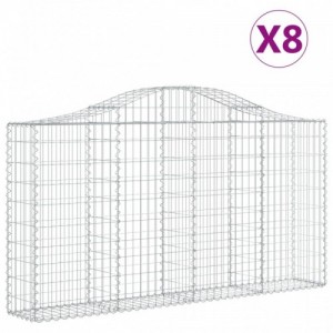 8 db íves horganyzott vas gabion kosár 200x30x100|120 cm