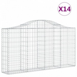 14 db íves horganyzott vas gabion kosár 200x30x100|120 cm