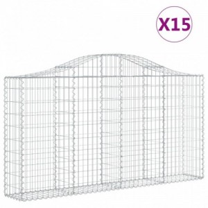 15 db íves horganyzott vas gabion kosár 200x30x100|120 cm