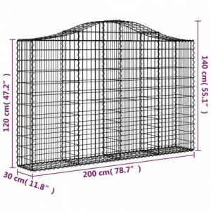 3 db íves horganyzott vas gabion kosár 200x30x120|140 cm