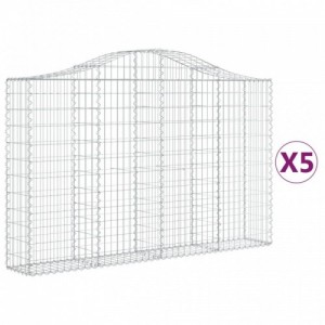 5 db íves horganyzott vas gabion kosár 200x30x120|140 cm