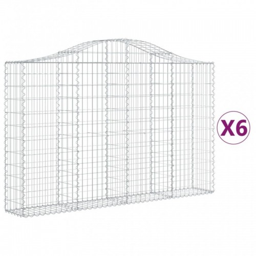 6 db íves horganyzott vas gabion kosár 200x30x120|140 cm