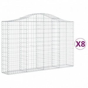 8 db íves horganyzott vas gabion kosár 200x30x120|140 cm