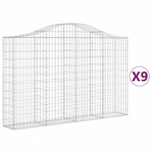 9 db íves horganyzott vas gabion kosár 200x30x120|140 cm