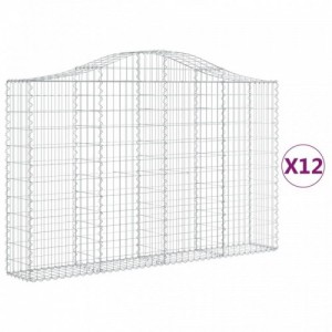 12 db íves horganyzott vas gabion kosár 200x30x120|140 cm