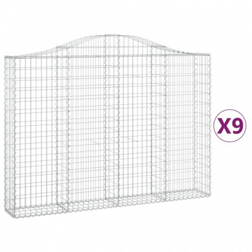 9 db íves horganyzott vas gabion kosár 200x30x140|160 cm