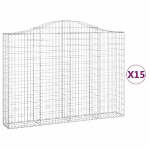 15 db íves horganyzott vas gabion kosár 200x30x140|160 cm